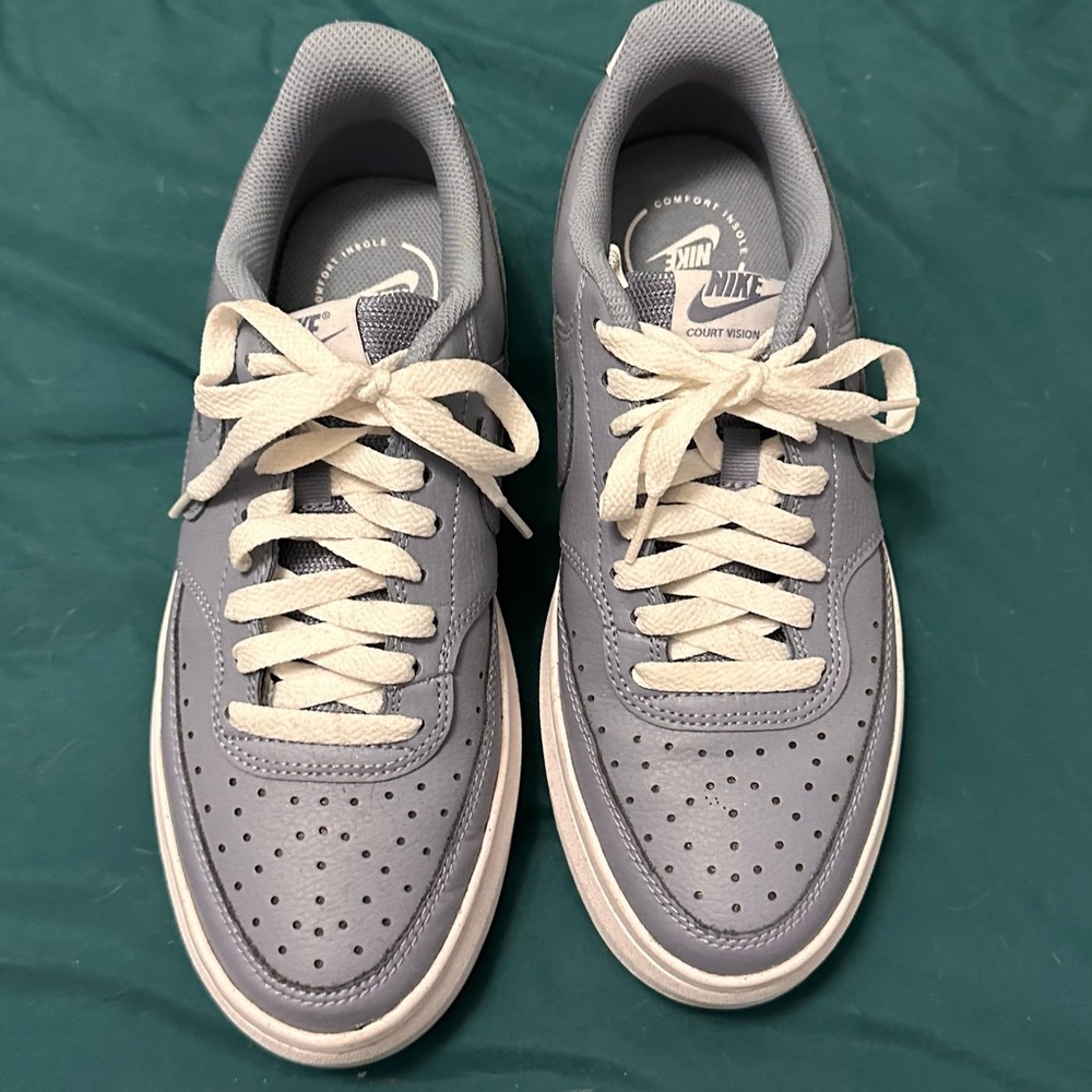 Nike Women's Court Vision Alta LTR Leather Platform Sneakers Shoes Ashen Slate